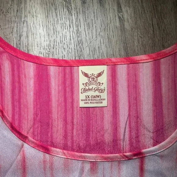 Faded Glory pink tie-dye tank top Size XL - Picture 3 of 4